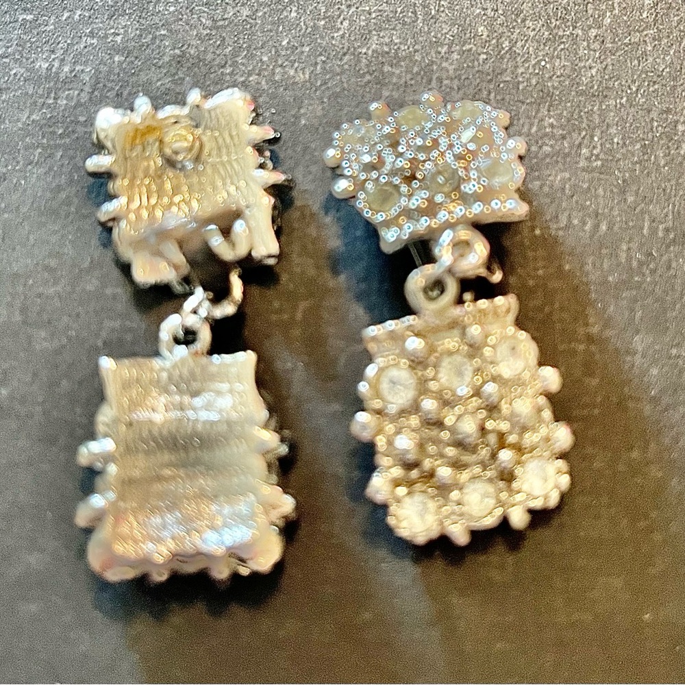 Vintage, Quality, Costume, Clip-on, Dangle Silver Earrings